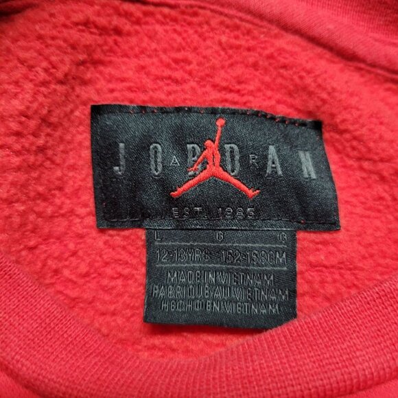Jordan Air Sweatshirt Boys Large 12-13 Years Red Youth Basketball Embroidered - Picture 5 of 8